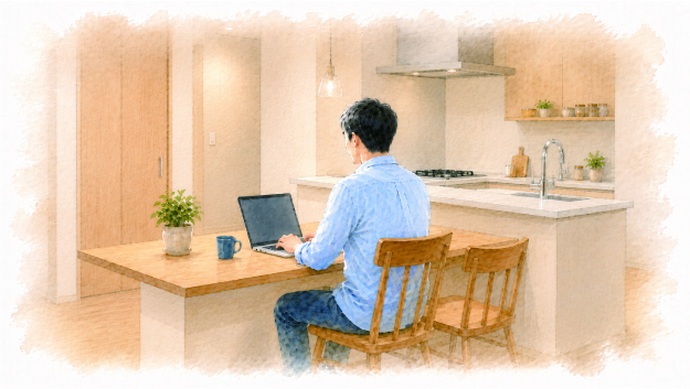 パソコン作業している男性のイラスト
